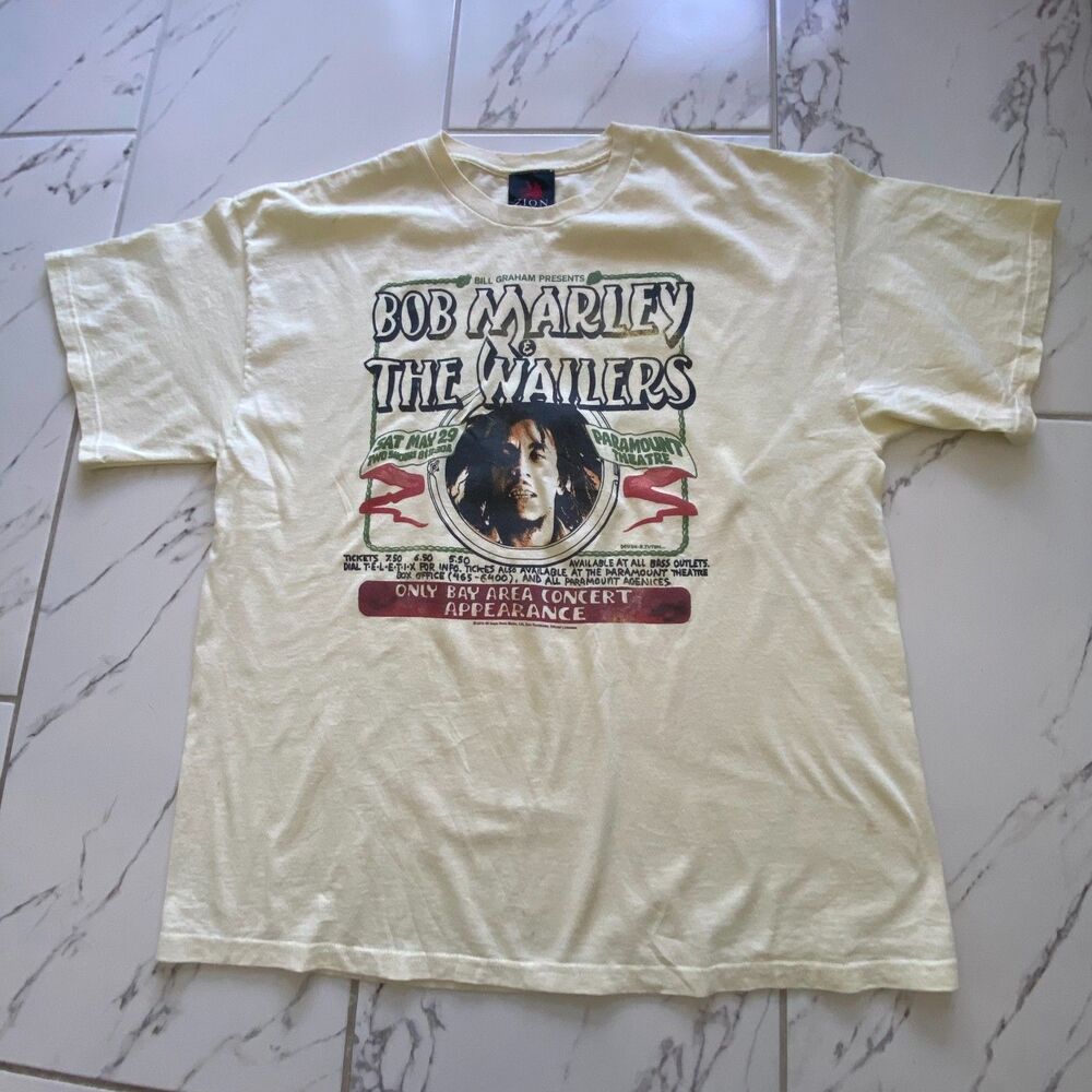 Zion Rootswear Bob Marley The Wailers 1X Cream Graphic Band T Shirt